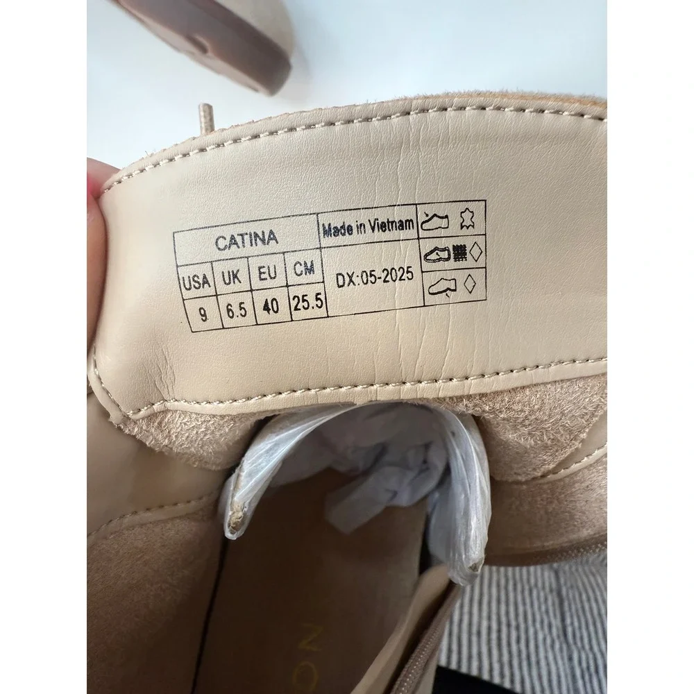 Vionic Catina Suede Lucid Beige Combat Boots Side Zip Women Size 9‎ NWB